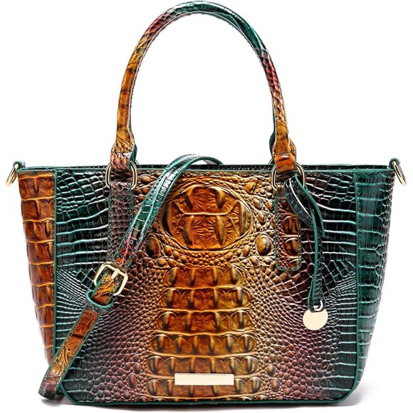 Peacock Blue Crocodile Tote Bag with Zipper - Stylish & Practical Ladies Purse - Picture 1 of 6
